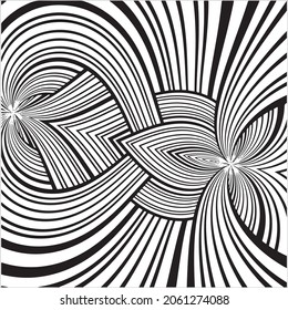  Vector Seamless geometric lines pattern black and white stripes monochrome illusion.  op art. Futuristic and vibrant design, Illusive vector background.