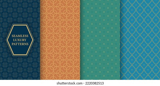 Vector seamless geometric ornamental classic patterns - elegant rich design. Luxury vintage backgrounds.