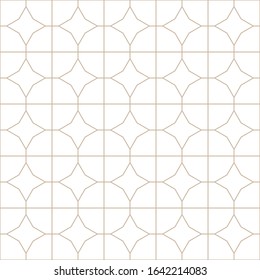 Vector seamless geometric ornamental minimalistic pattern. White oriental luxury background. Grid symmetric design.