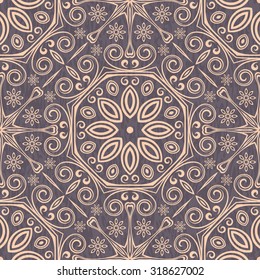 Vector seamless geometric ornamental pattern background.