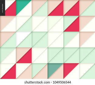 Vector seamless geometric papercut pattern of triangles