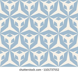 Vector seamless geometric pattern. Abstract blue and white texture with hexagonal grid, diamonds, triangles, mesh, lattice. Simple repeat geometry background. Modern stylish design for decor, prints