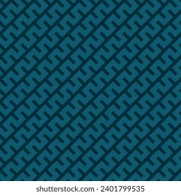 Vector seamless geometric pattern. Abstract teal background with diagonal zigzag, snake lines. Simple dark subtle stripe texture. Modern elegant ornament. Repeat endless design for print, wallpaper