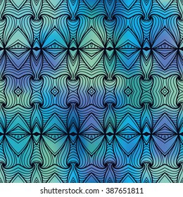 Vector seamless geometric pattern. Abstract vector decorative ethnic sketchy seamless pattern on colorful background. Geometric seamless pattern. Zentangle elements pattern 3D effect
