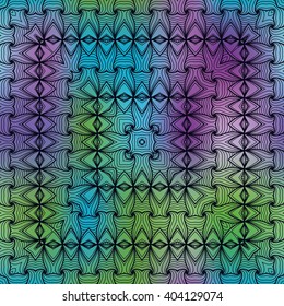 Vector seamless geometric pattern. Abstract vector decorative ethnic sketchy seamless pattern on colorful background. Geometric seamless pattern. Zentangle elements pattern 3D effect