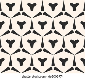 Vector seamless geometric pattern. Abstract monochrome texture with triangular shapes, hexagonal grid. Stylish repeat geometrical background. Design element for prints, decoration, textile, fabric