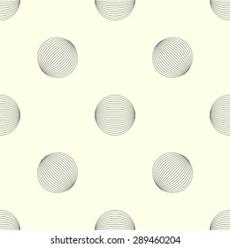 Vector seamless geometric pattern background for decoration, wallpaper, web page, surface textures and print. Minimalistic black lines and circles beige backdrop.