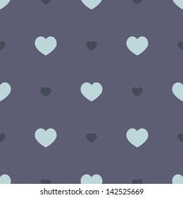 Vector seamless geometric pattern with big and small polka dot hearts