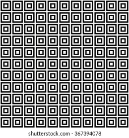 Vector seamless geometric pattern with black and white squares, monochrome background