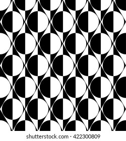 Vector seamless geometric pattern in black and white, op art background