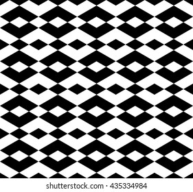Vector seamless geometric pattern in black and white, monochrome ethnic pattern