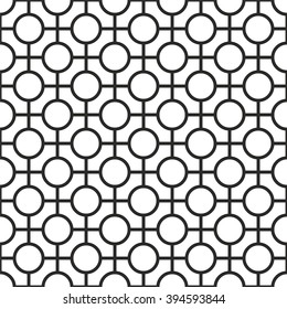 Vector seamless geometric pattern with circles and lines