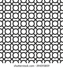 Vector seamless geometric pattern with circles and lines