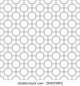 Vector seamless geometric pattern with circles and lines