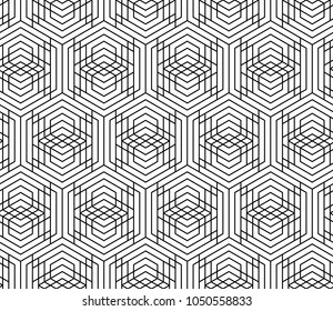 Vector seamless geometric pattern. Classic Chinese ancient ornament adapted to modern trends. Fully editable linear background with clipping mask, you can change thickness of lines, color, composition