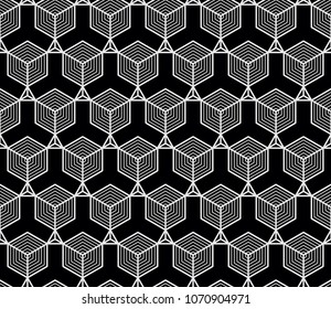 Vector seamless geometric pattern. Classic Chinese ancient ornament adapted to modern trends. Fully editable linear background with clipping mask, you can change thickness of lines, color, composition