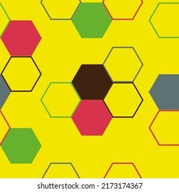 Vector seamless geometric pattern with colorful pastel watercolor polygons on white. High quality illustration. Honeycomb mesh for surface design.