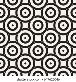 Vector seamless geometric pattern composed with circles and lines. Modern stylish rounded stripes texture. Repeating abstract decorative background