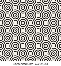 Vector seamless geometric pattern composed with circles and lines. Modern stylish rounded stripes texture. Repeating abstract decorative background
