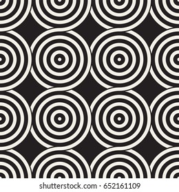 Vector seamless geometric pattern composed with circles and lines. Modern stylish rounded stripes texture. Repeating abstract decorative background