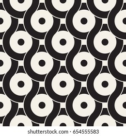 Vector seamless geometric pattern composed with circles and lines. Modern stylish rounded stripes texture. Repeating abstract decorative background
