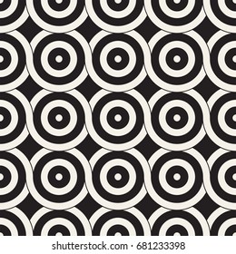 Vector seamless geometric pattern composed with circles and lines. Modern stylish rounded stripes texture. Repeating abstract decorative background