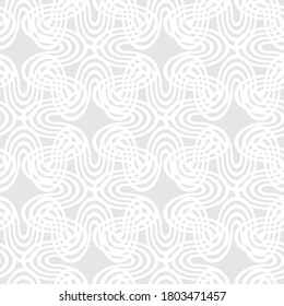 Vector seamless geometric pattern consisting of circles and lines. Modern stylish rounded stripes texture. Repeating abstract decorative background.