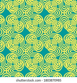 Vector seamless geometric pattern consisting of circles and lines. Modern stylish rounded stripes texture. Repeating abstract decorative background.