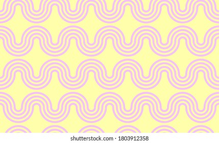 Vector seamless geometric pattern consisting of circles and lines. Modern stylish rounded stripes texture. Repeating abstract decorative background.