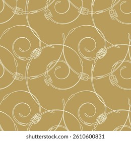 Vector seamless geometric pattern consisting of circles and lines. Modern stylish rounded stripes of texture. 