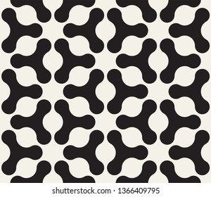 Vector seamless geometric pattern. Contrast abstract background. Polygonal grid with rounded triple shapes.