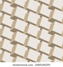 Vector seamless geometric pattern. Decorative clean light 3d block endless texture. Modern beige elegant cubes - repeatable background