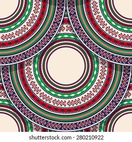 Vector seamless geometric pattern with detailed  Romanian folk motif