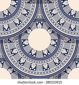 Vector seamless geometric pattern with detailed  Romanian folk motif