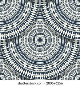 Vector seamless geometric pattern with detailed Romanian folk motif