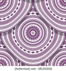 Vector seamless geometric pattern with detailed Romanian folk motif