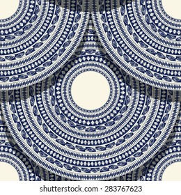 Vector seamless geometric pattern with detailed Romanian folk motif