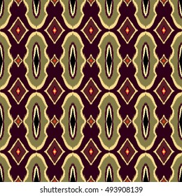Vector Seamless Geometric Pattern in ethnic vintage style Asian ikat. Template for creating wallpapers, textile, blankets, backdrops.