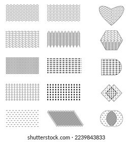 Vector Seamless geometric pattern fills for designs, Endless texture can be used for wallpaper, web page background, surface textures. Set of monochrome geometric ornaments