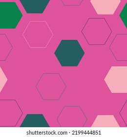 Vector seamless geometric pattern with gold foil outline and colorful pastel watercolor polygons on white. Modern hexagon tile abstract background  Honeycomb shapes mosaic backdrop.