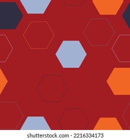Vector seamless geometric pattern with gold foil outline and colorful pastel watercolor polygons on white. Modern hexagon tile abstract background  Honeycomb shapes mosaic backdrop.