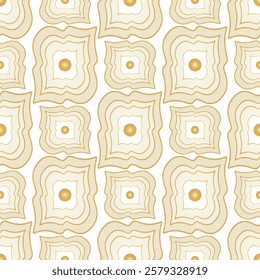 Vector seamless geometric pattern with golden gradient rhombuses and balls on a transparent background, For textiles, wallpaper and packaging