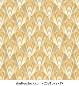 Vector seamless geometric pattern with golden gradient balls on a transparent background, For textiles, wallpaper and packaging