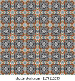 Vector seamless geometric pattern of gray, black and white tiles.