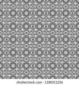 Vector seamless geometric pattern of gray, black and white tiles.