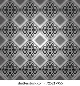 Vector seamless geometric pattern of gray, black and white tiles.