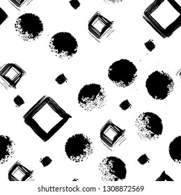 Vector Seamless Geometric Pattern. Grunge dry brush style. 