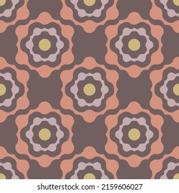 Vector seamless geometric pattern with hexagons on brown background
