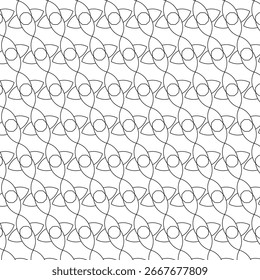 Vector seamless geometric pattern with interlocking circular and triangular line shapes creating abstract decorative background for textile, wallpaper, and digital design.