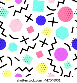 Vector seamless geometric pattern. Memphis Style. Abstract 80s.